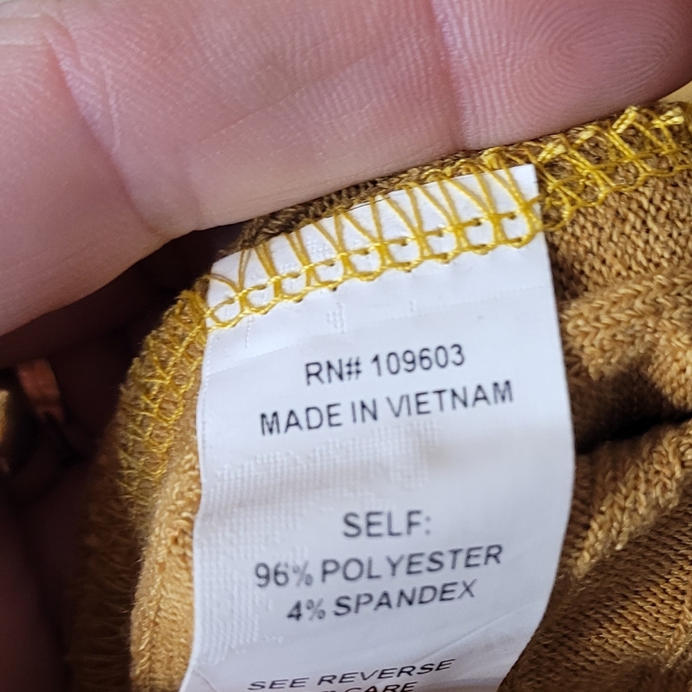 NWT Rabbit Rabbit Rabbit Gold Mustard Yellow Ribbed Knit Belted Midi Dress Sz 10 - Picture 6 of 6